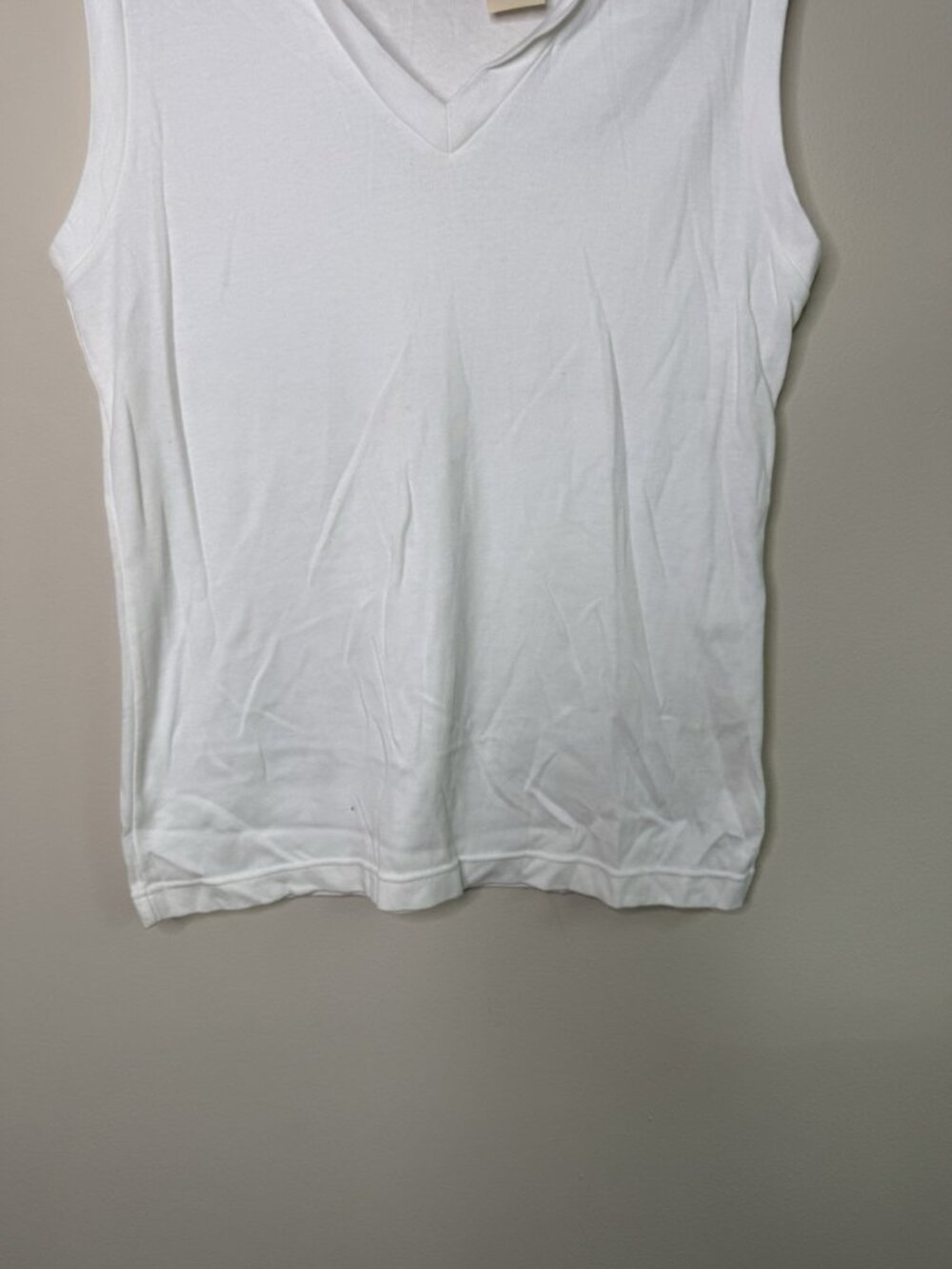 Deadstock vintage 70s Sleeveless Polo Shirt Top White Retro Preppy - Picture 2 of 5